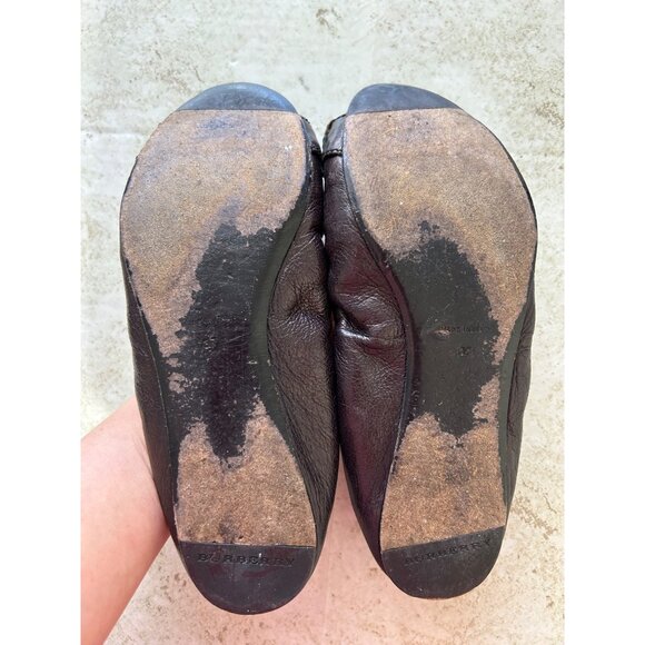 Burberry Womens Leather Ballet Flats With Gold Logo Buckle Brown Size 37 - Picture 9 of 11